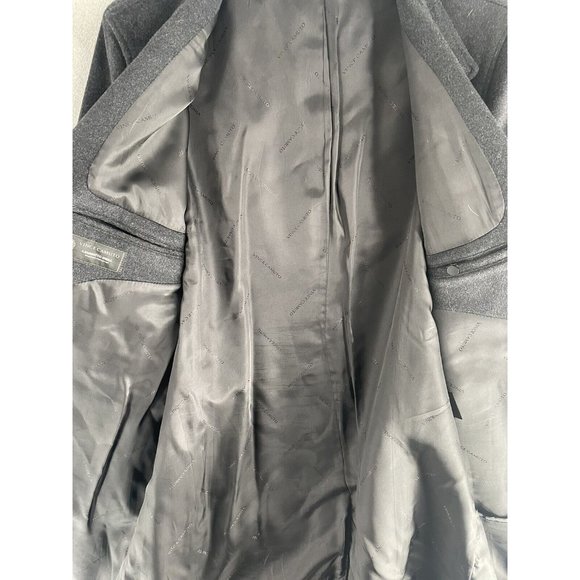 Vince Camuto Trench Coat Mens Large Full Length Charcoal Gray Overcoat Designer - Picture 9 of 13